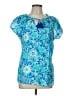 Talbots 100% Cotton Blue Short Sleeve Blouse Size L - photo 1