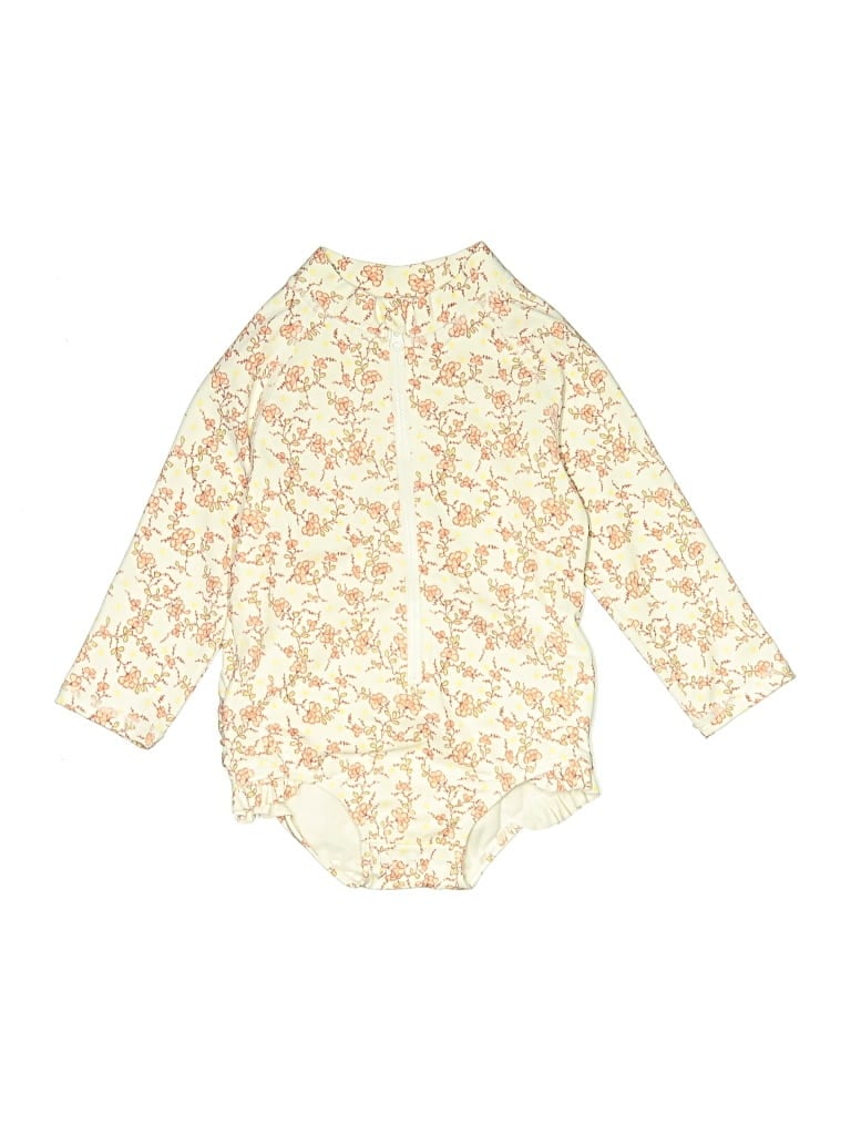 Pre-owned Janie And Jack Kids' Long Sleeve Onesie In Ivory