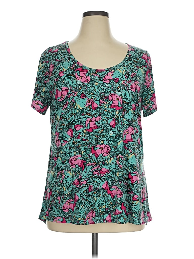 Pre-owned Lularoe Short Sleeve Blouse In Teal