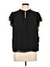CeCe 100% Polyester Black Short Sleeve Blouse Size L - photo 1
