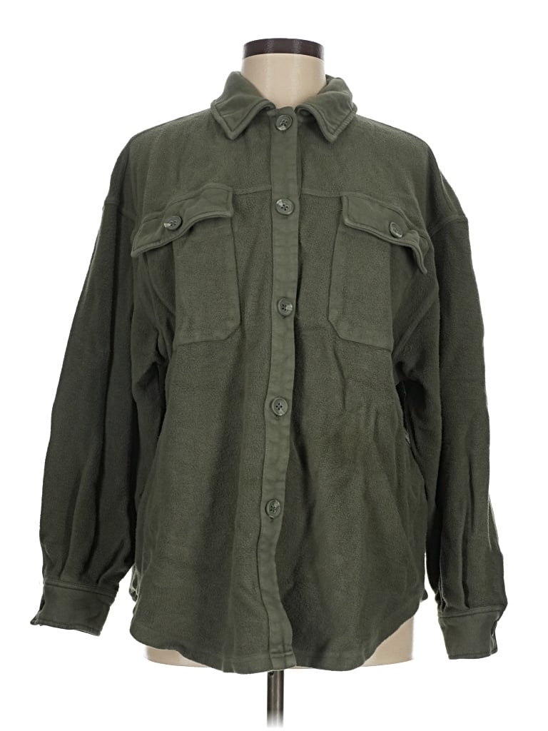 Pre-owned Z Supply Long Sleeve Button Down Shirt In Green