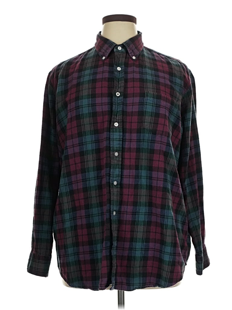 Pre-owned L.l.bean Long Sleeve Button Down Shirt In Burgundy