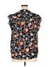 Chaus 100% Polyester Floral Blue Black Sleeveless Blouse Size L - photo 2