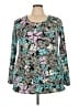 Lularoe Floral Purple Teal Long Sleeve T-Shirt Size 24 - 26 - photo 1