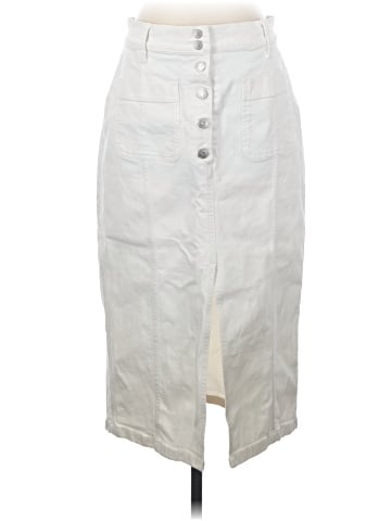 Madewell White High-Slit Jean Skirt (view 1)