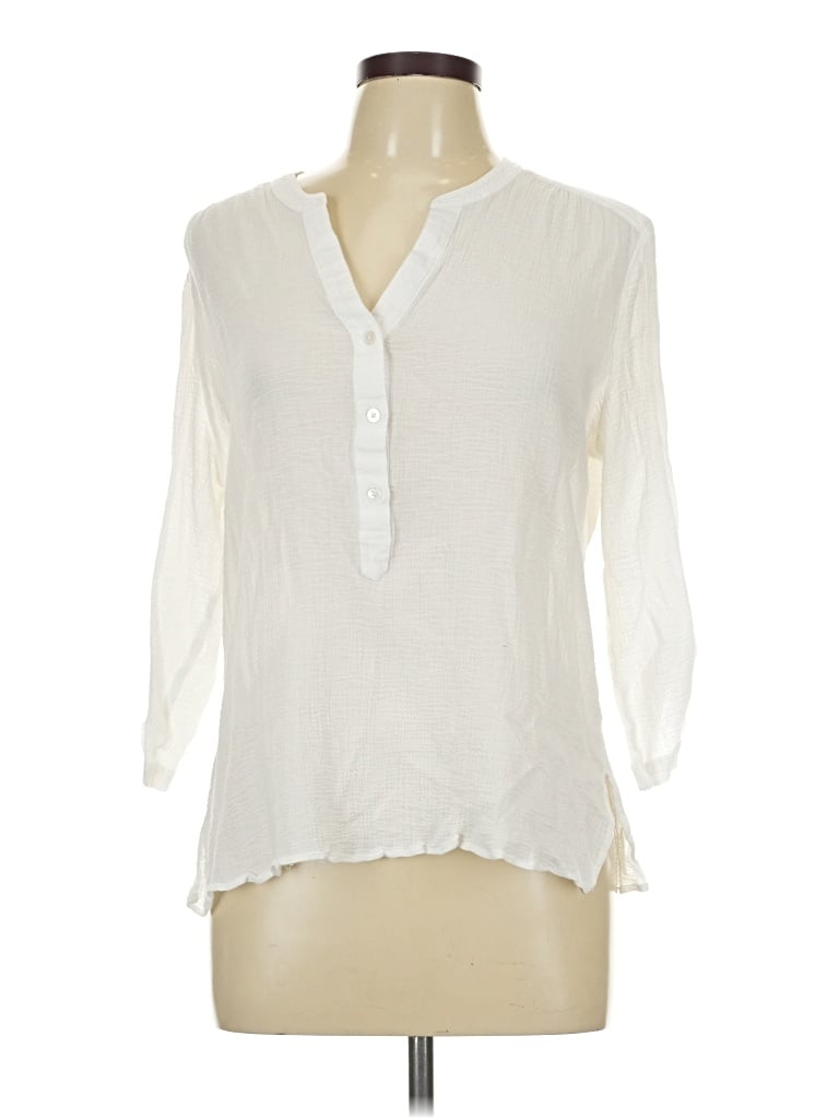 Pre-owned Tommy Bahama 3/4 Sleeve Blouse In Ivory