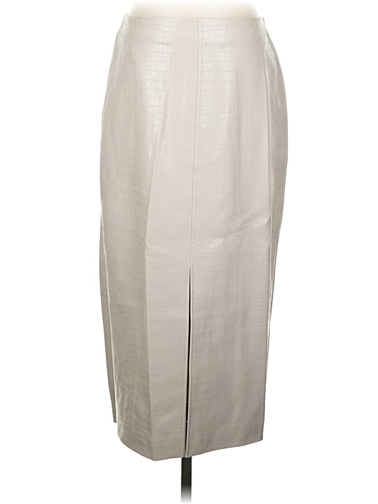Pre-owned Loft Versa Faux Leather Skirt In Silver