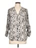 Express Outlet 100% Polyester Animal Print Silver 3/4 Sleeve Blouse Size L - photo 1
