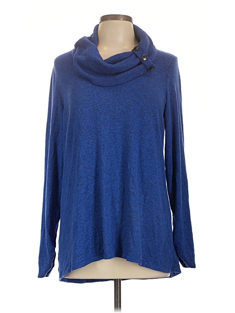 Pre-owned I.n. Studio Long Sleeve Top Blue Cowl Neck Tops