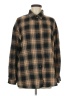 Shein Plaid Brown Long Sleeve Button-Down Shirt Size M - photo 1