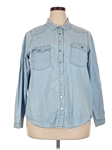 ELOQUII Long Sleeve Button-Down Shirt (view 1)