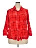 Faded Glory 100% Rayon Plaid Red 3/4 Sleeve Button-Down Shirt Size 2X - photo 1