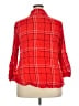 Faded Glory 100% Rayon Plaid Red 3/4 Sleeve Button-Down Shirt Size 2X - photo 2