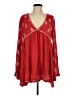 Free People 100% Rayon Red Long Sleeve Blouse Size L - photo 1