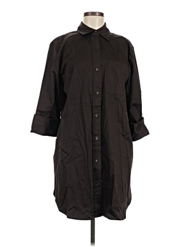 Madewell Y-Neck Relaxed Shirtdress in Sateen (view 1)