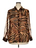 Chico's 100% Polyester Animal Print Brown Long Sleeve Blouse Size 18 - photo 1