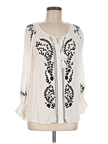 Karen Kane Long Sleeve Silk Top (view 1)