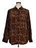 Nine West 100% Polyester Animal Print Brown Long Sleeve Blouse Size XL - photo 1