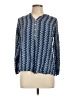 Westside 100% Viscose Chevron-herringbone Blue Long Sleeve Blouse Size L - photo 1