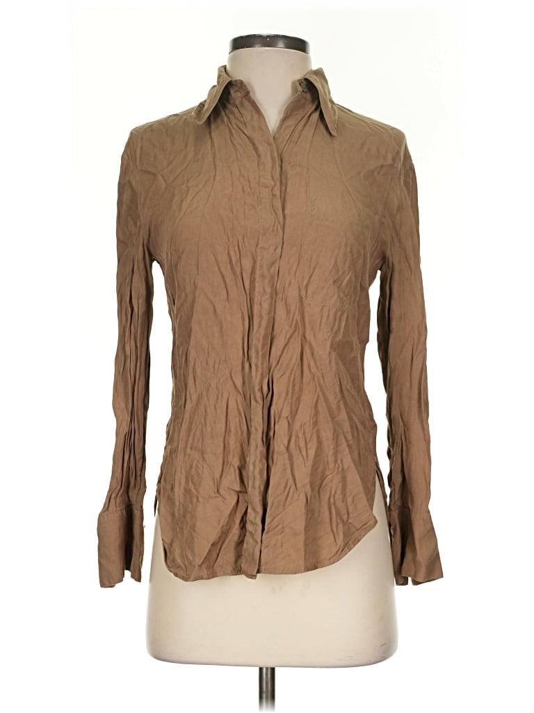 Pre-owned Vince Long Sleeve Button Down Shirt In Brown