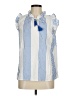 Talbots Stripes Blue Sleeveless Button-Down Shirt Size M - photo 1