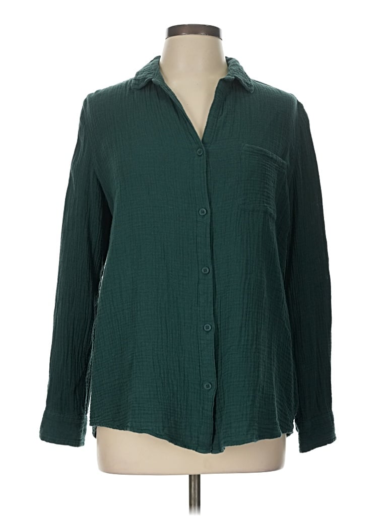 Pre-owned Beachlunchlounge Long Sleeve Button Down Shirt In Green