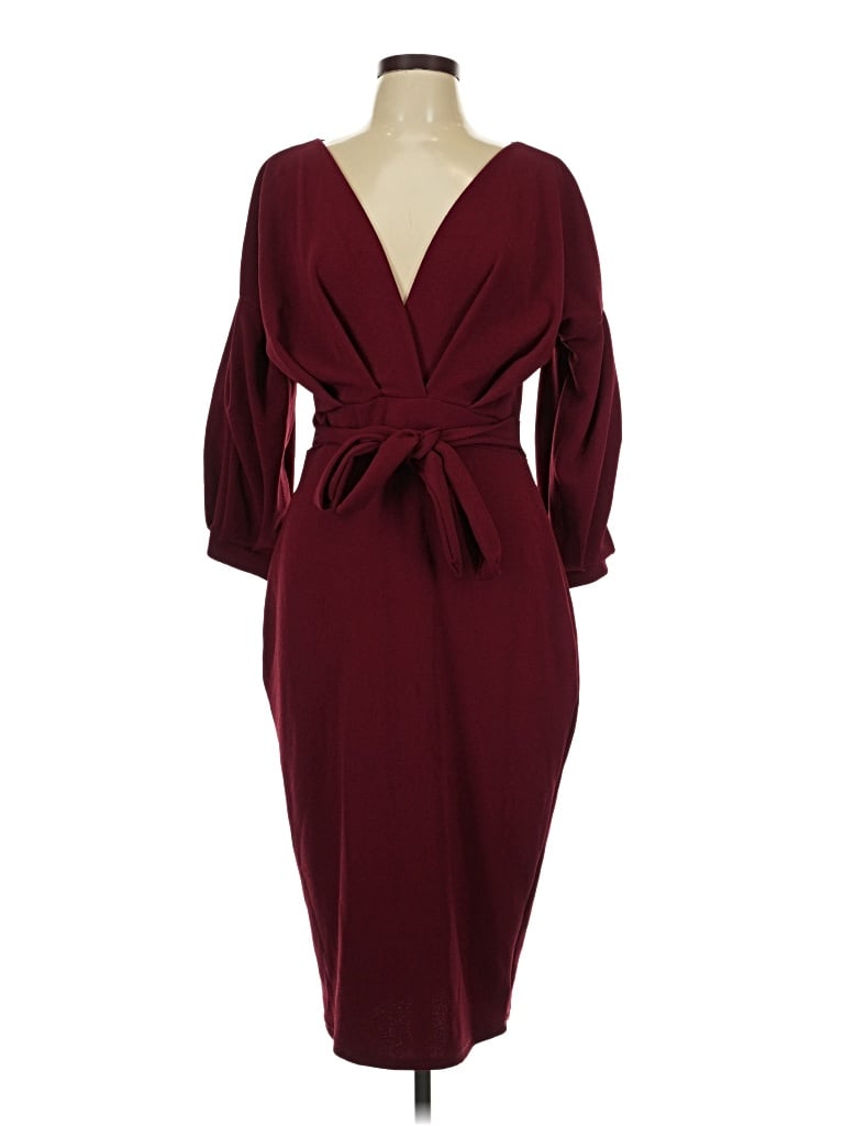 Pre-owned Boohoo Cocktail Dress In Burgundy