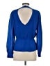 Parker 100% Silk Blue Long Sleeve Silk Top Size XS - photo 2