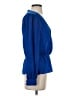 Parker 100% Silk Blue Long Sleeve Silk Top Size XS - photo 4