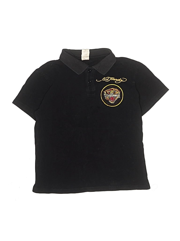 Pre-owned Ed Hardy Kids' Short Sleeve Polo Shirt In Black
