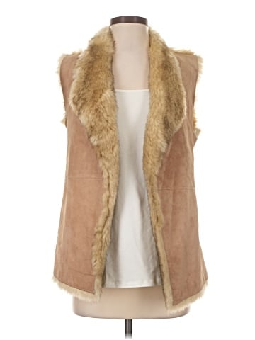 Ecru Faux Fur Vest (view 1)