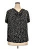Ashley Blue Polka Dots Black Short Sleeve Blouse Size 2X - photo 1