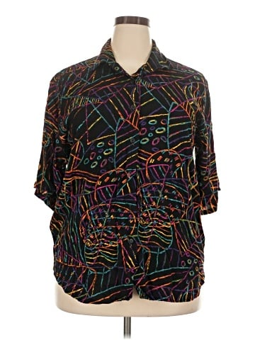 Basic Editions 3/4 Sleeve Button-Down Shirt (view 1)
