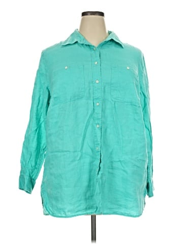 Lauren by Ralph Lauren 3/4 Sleeve Button-Down Shirt (view 1)