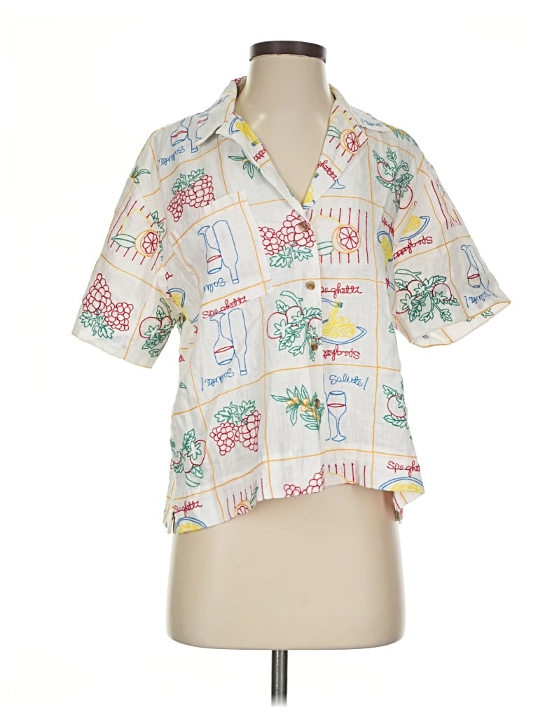 Pre-owned Magaschoni Short Sleeve Blouse In Ivory