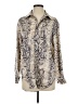 Glam Animal Print Ivory Long Sleeve Blouse Size S - photo 1