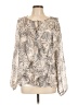Anne Klein 100% Polyester Ivory Silver Long Sleeve Blouse Size L - photo 1