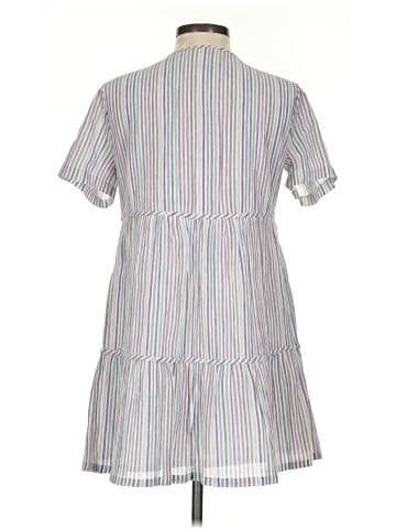 Madewell Striped Crewneck Button-Front Tiered Mini Dress (view 2)