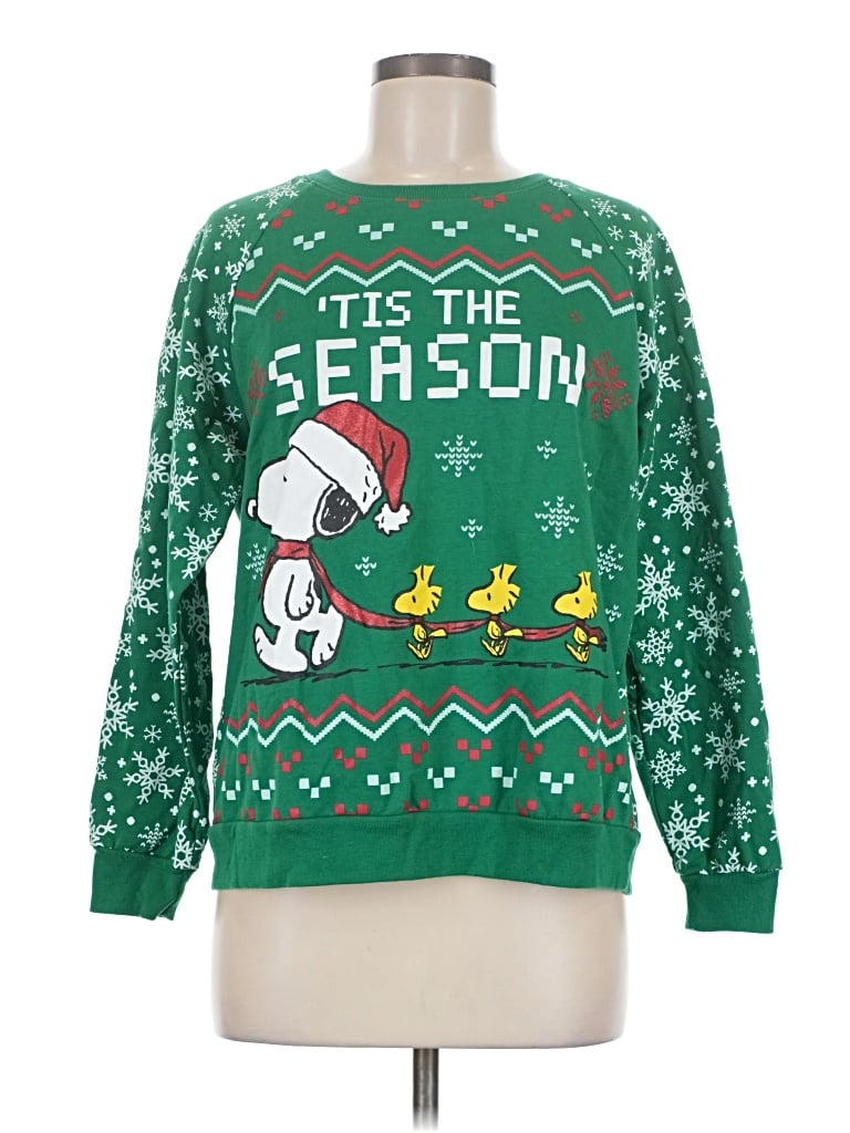 Pre-owned Peanuts Pullover Sweater In Green