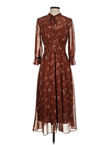 Madewell Georgette Tie-Neck Midi Dress in Forest Floral (view 1)
