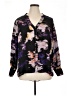 Jennifer Lopez 100% Polyester Floral Black Long Sleeve Blouse Size 1X - photo 1