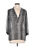 Forever 21 Animal Print Silver 3/4 Sleeve Blouse Size L - photo 1