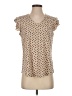Adrianna Papell Polka Dots Tan Short Sleeve Top Size S - photo 1