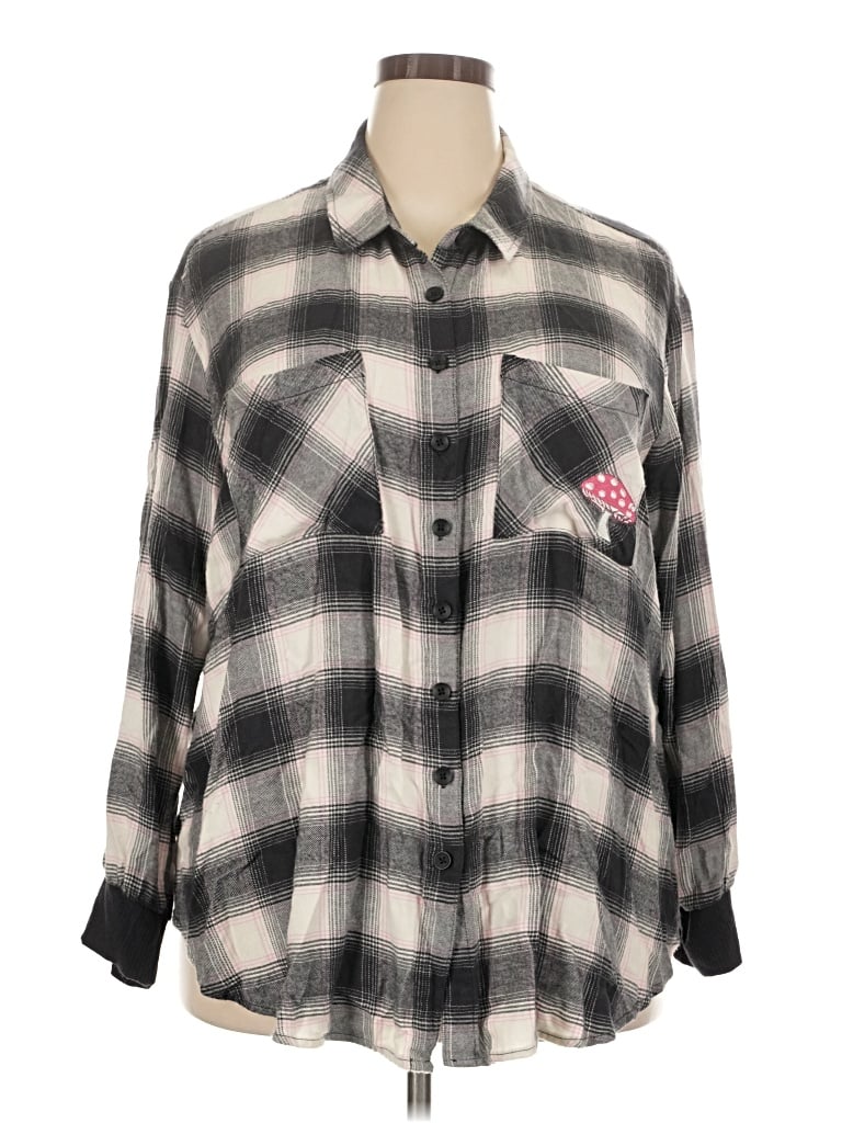 Pre-owned Torrid Long Sleeve Button Down Shirt In Gray