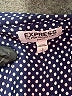 Express 100% Polyester Polka Dots Blue Long Sleeve Blouse Size S - photo 7