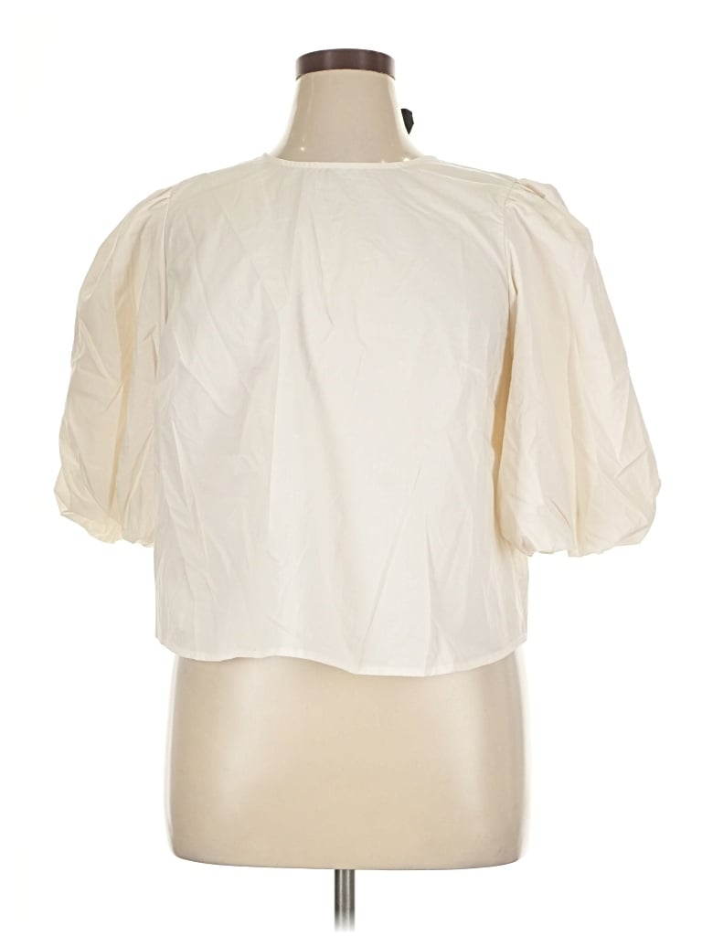 Pre-owned Divided By H&m Short Sleeve Blouse In Ivory