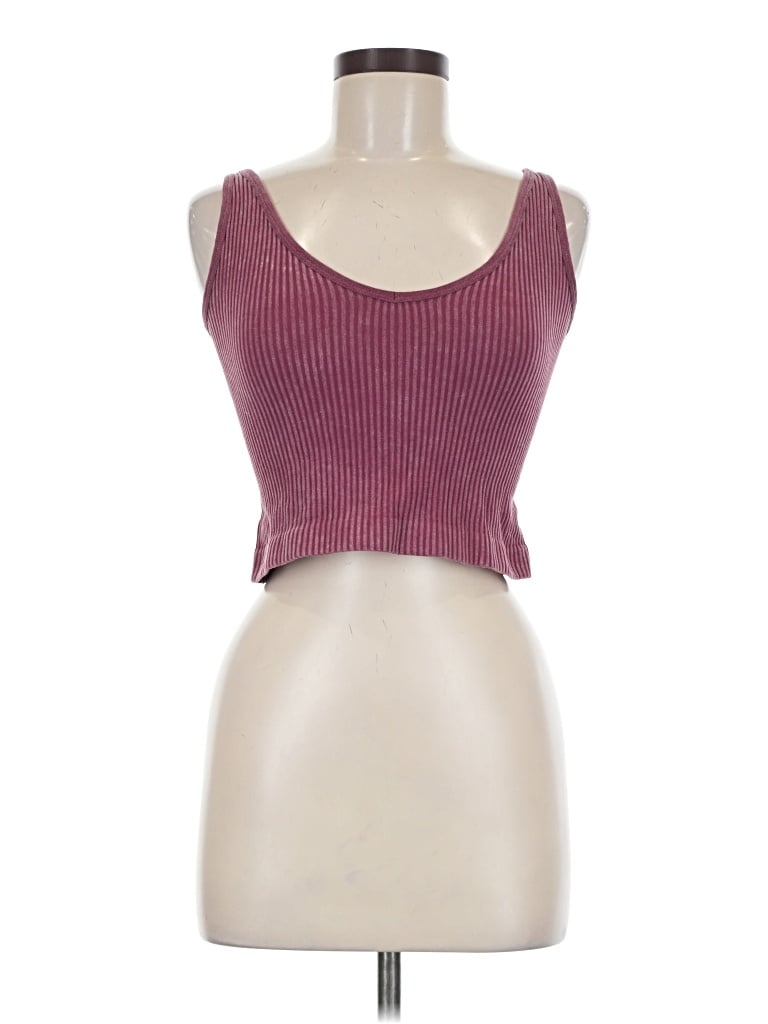 Pre-owned Aura Tank Top Burgundy Strapless Neckline Tops