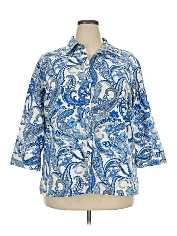 Chaps 3/4 Sleeve Button-Down Shirt (view 1)