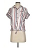 Love Notes Stripes Gray Short Sleeve Button-Down Shirt Size S - photo 1