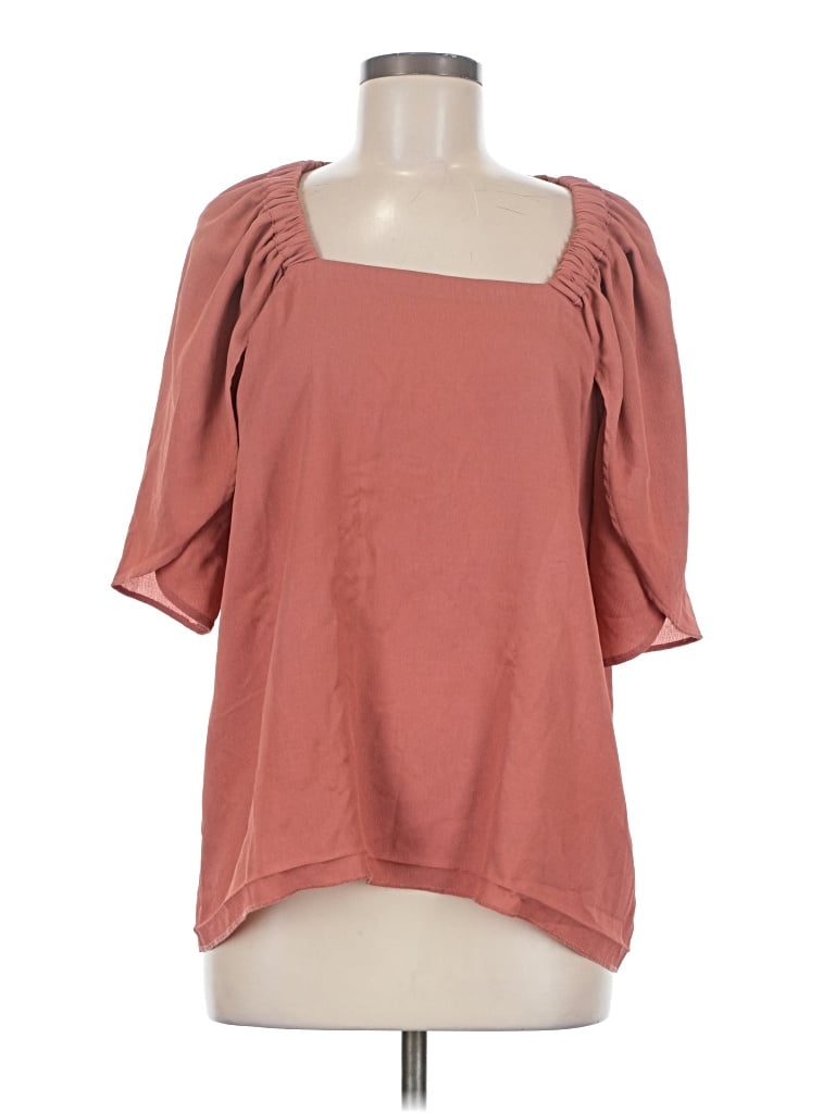 Pre-owned Prolōgue 3/4 Sleeve Blouse In Brown